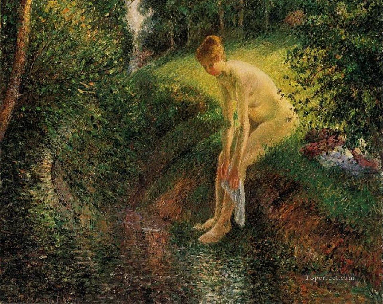 森の水浴び人 1895年 カミーユ・ピサロ油絵